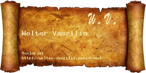 Welter Vaszilia névjegykártya